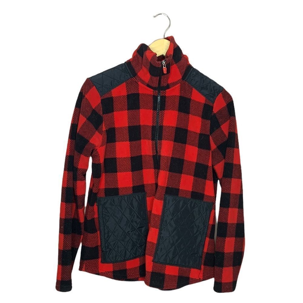 Chaps Sport Red Plaid Zip Up Fleece Jacket